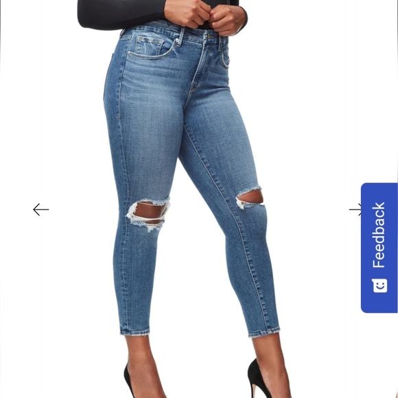 GOOD AMERICAN Good Legs Crop Skinny Denim Jean Pants High Rise Blue Womens Sz 15 - Picture 2 of 13